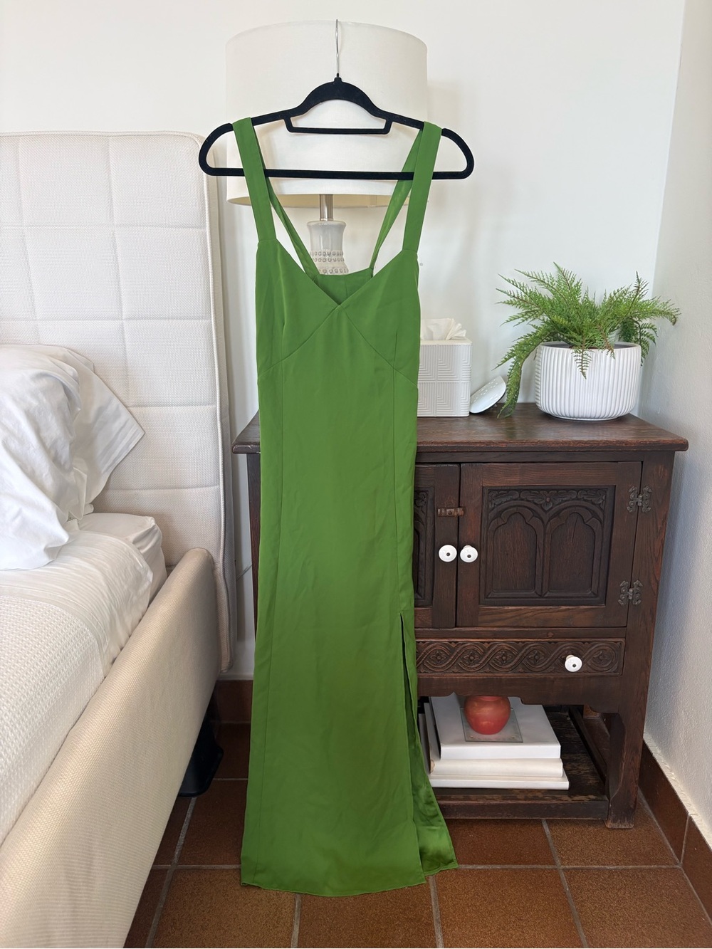 Banana Republic Elegant Green Slip Dress with Cross back Size M